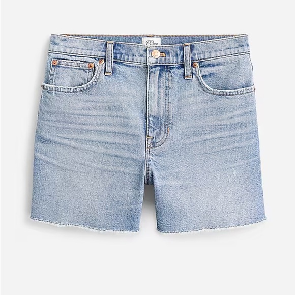 J.Crew Women’s High-Rise Denim Shorts Size 30 Tea Time Wash Blue Jean Shorts - Picture 2 of 8
